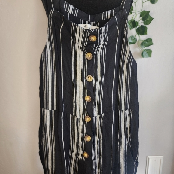 Hollister Black Pinstripe Button Up Jumpsuit Tank Size XS - Picture 6 of 9
